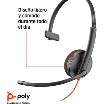 Poly Blackwire C3210 Auricular Monoaural USB-C para Centro de Llamadas Poly Blackwire C3210 Auricular Monoaural USB-C para Centro de Llamadas