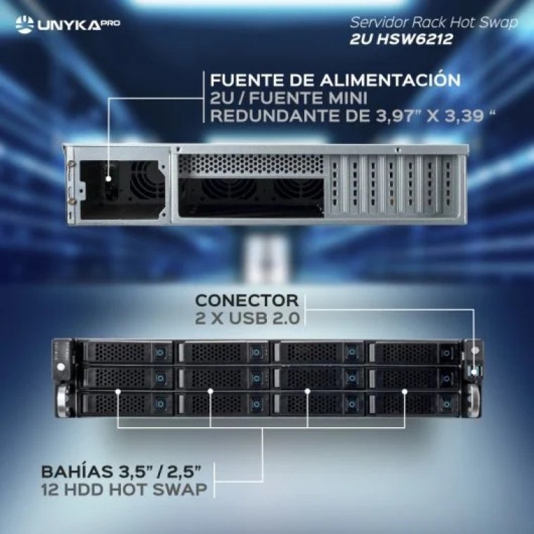 UNYKAch HSW6212 Servidor Rack 2U/12 Bahías