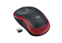 Logitech M185 Ratón Inalámbrico 1000 DPI Negro/Rojo