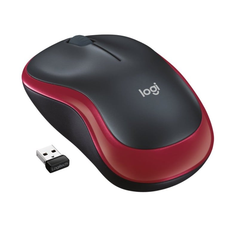 Logitech M185 Ratón Inalámbrico 1000 DPI Negro/Rojo