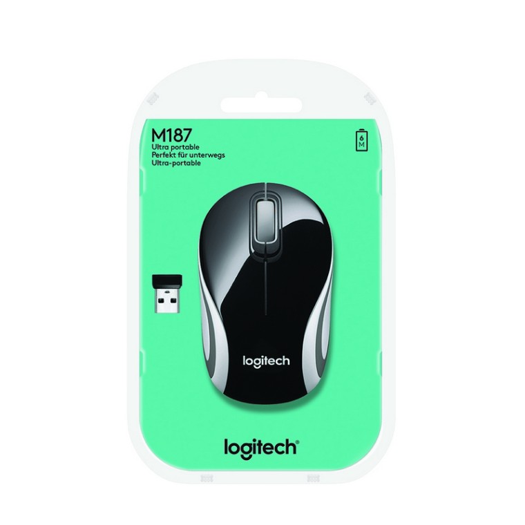 Logitech M187 Ratón Inalámbrico Mini Negro