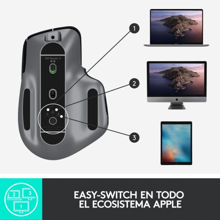 Logitech MX Master 3 Ratón Inalámbrico para Mac 4000DPI Gris Espacial