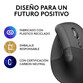 Logitech Lift Ratón Inalámbrico Vertical para Diestros 4000 DPI Gris-Negro