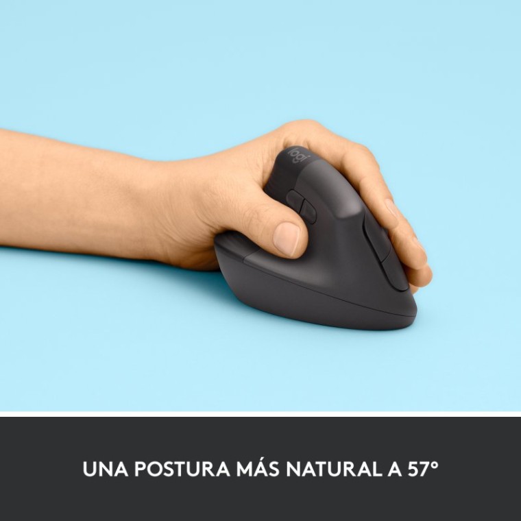 Logitech Lift Ratón Inalámbrico Vertical para Zurdos 4000 DPI Negro/Gris