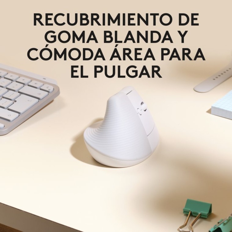 Logitech Lift para Mac Ratón Inalámbrico Vertical 4000DPI Gris Pálido