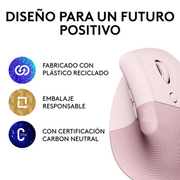 Logitech Lift Ratón Inalámbrico Vertical para Diestros 4000 DPI Rosa Logitech Lift Ratón Inalámbrico Vertical para Diestros 4000 DPI Rosa