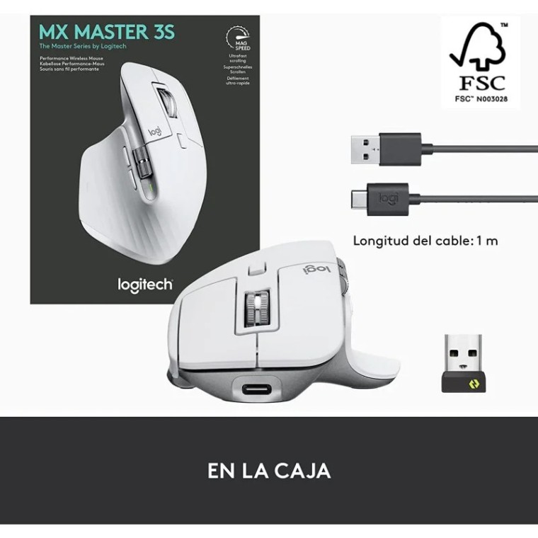 Logitech MX Master 3S Performance Ratón Inalámbrico 8000 DPI Blanco