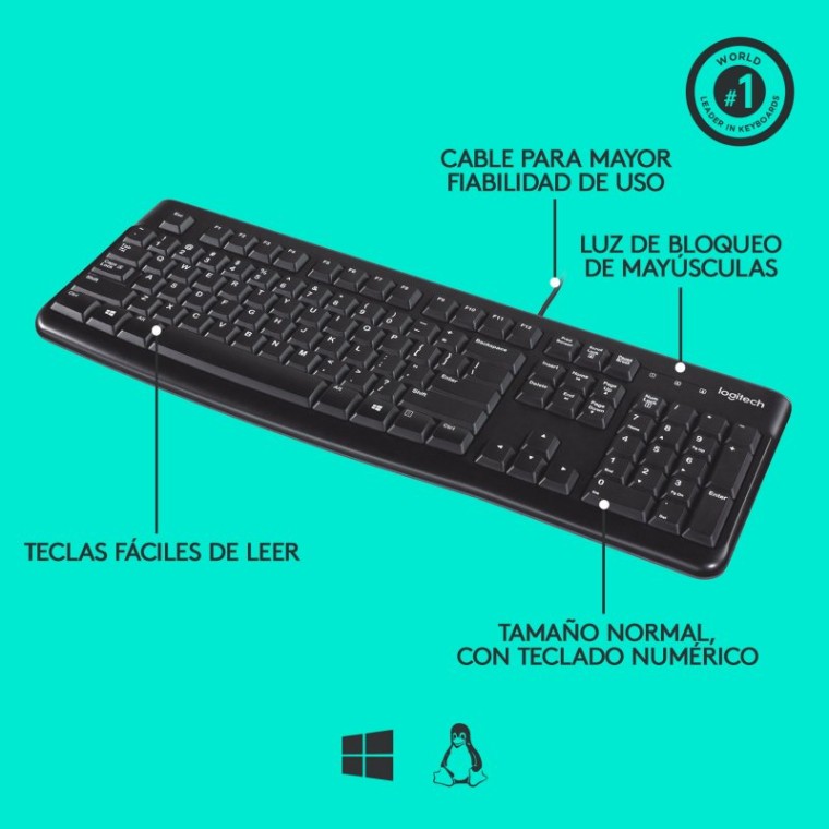 Logitech K120 Teclado USB Negro