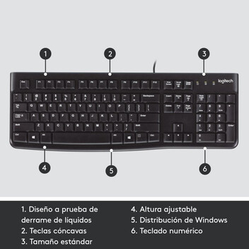 Logitech K120 Teclado con Cable USB Negro