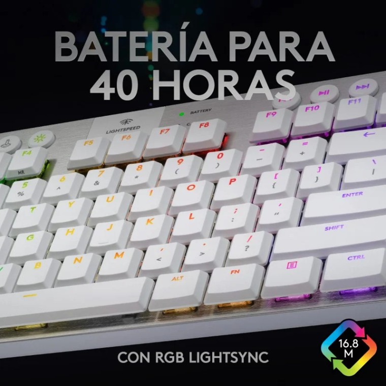 Logitech G915 TKL Teclado Mecánico Gaming Inalámbrico RGB Switch GL Táctil Blanco (USA)