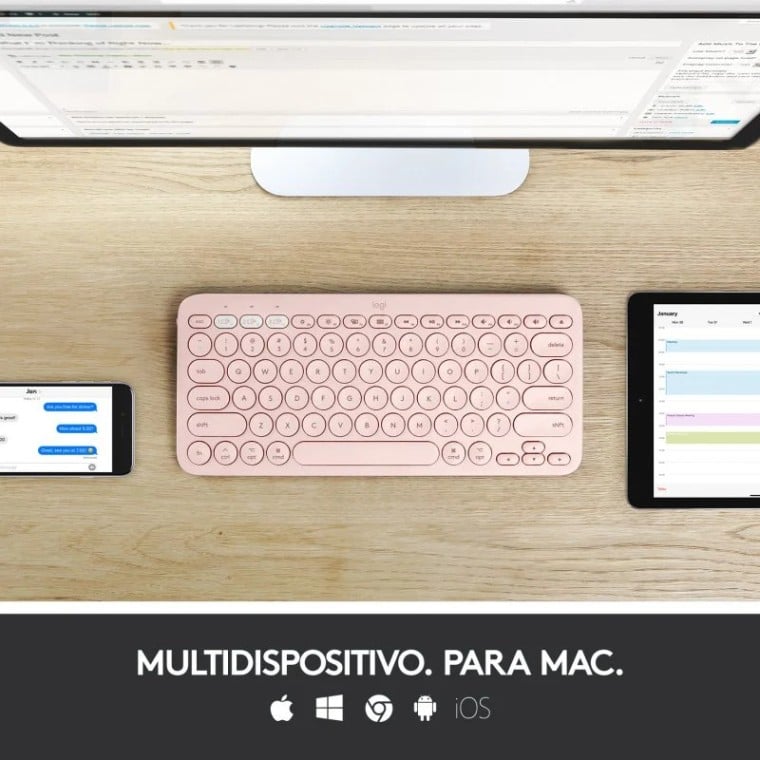 Logitech K380 Teclado Bluetooth Rosa para Mac