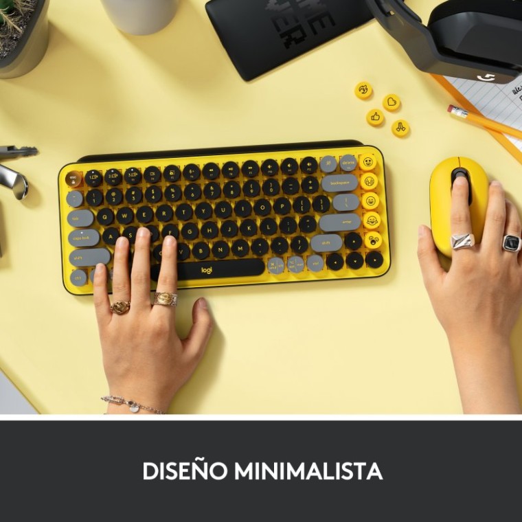 Logitech POP Keys Blast Teclado Mecánico Inalámbrico Switch Brown Teclas de Emojis Personalizables