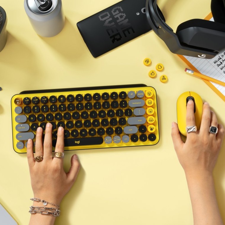 Logitech POP Keys Teclado Mecánico Inalámbrico Switch Brown Teclas Emojis Personalizables QWERTY Ing