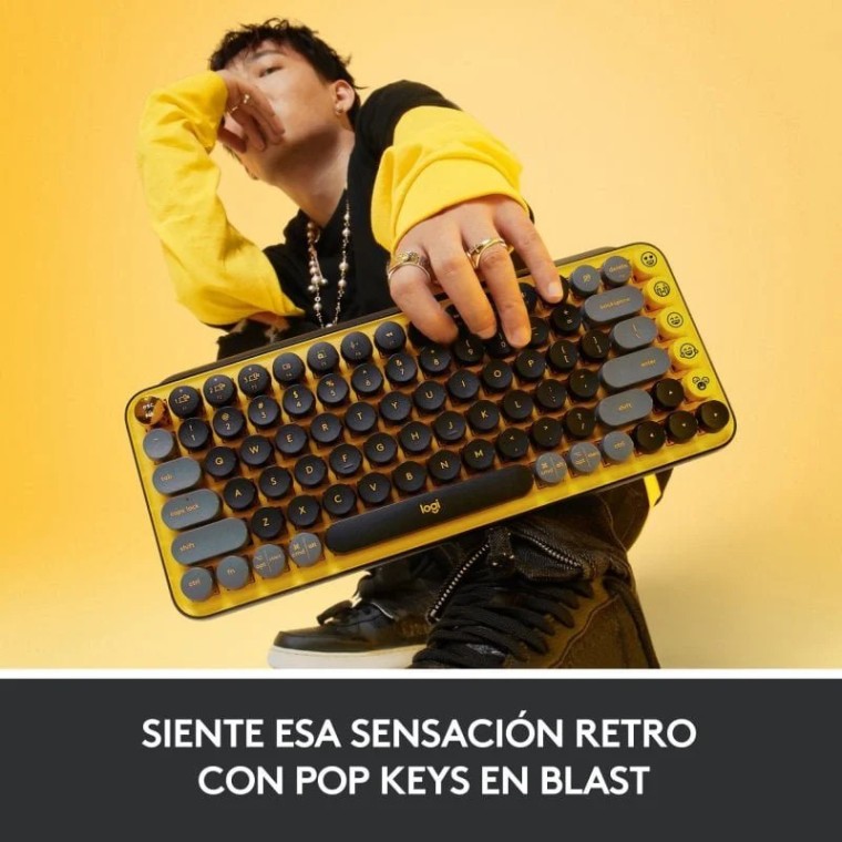 Logitech POP Keys Teclado Mecánico Inalámbrico Switch Brown Teclas Emojis Personalizables QWERTY Ing