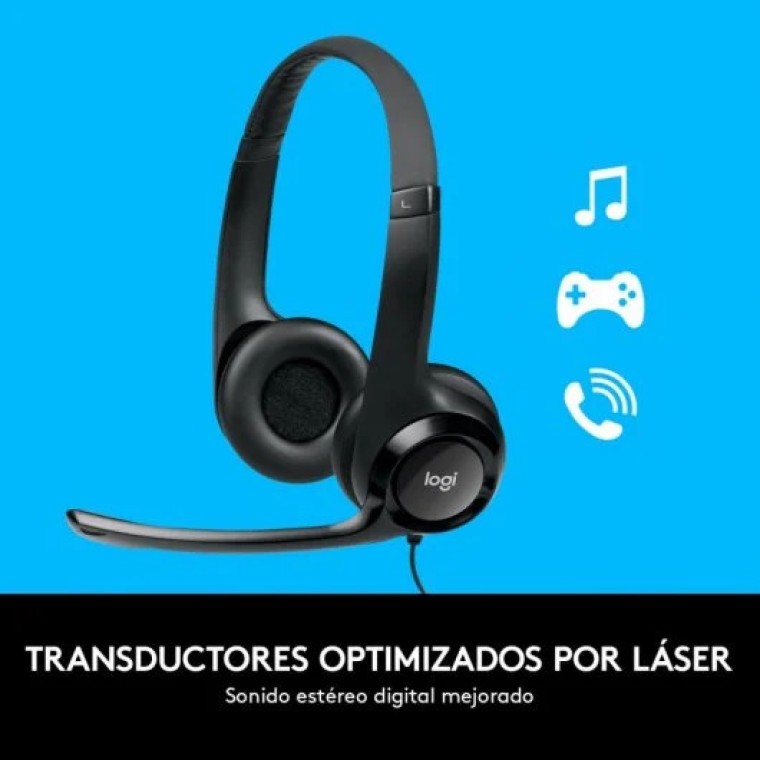 Logitech H390 Auriculares con Cable y Supresión de Ruido funciona con Chromebook Negros