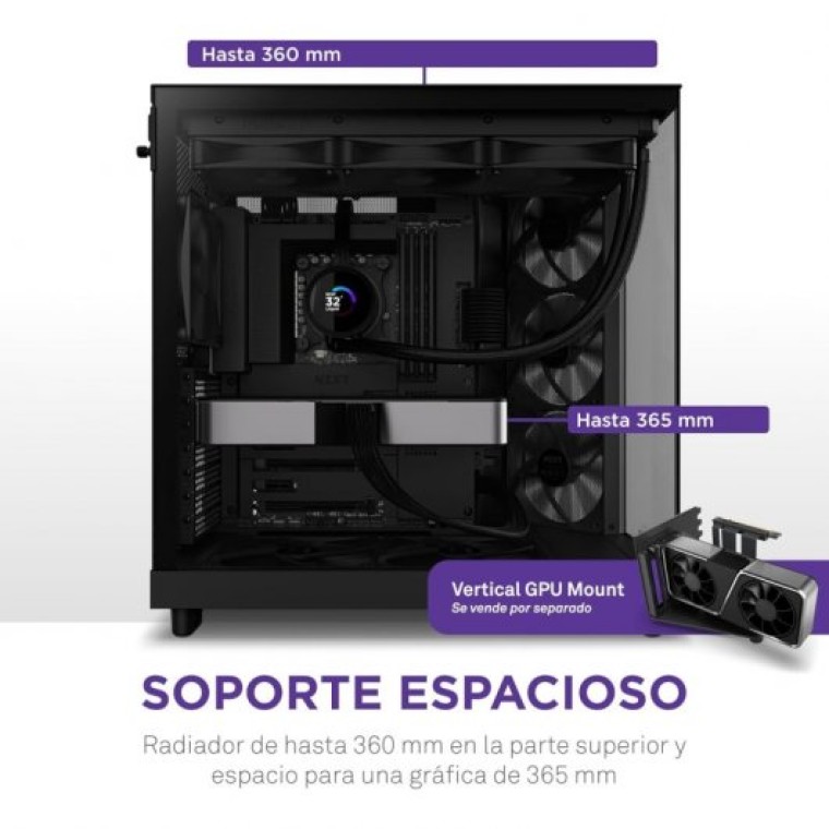 NZXT H6 Flow Mid Tower Cristal Templado USB-C Negra