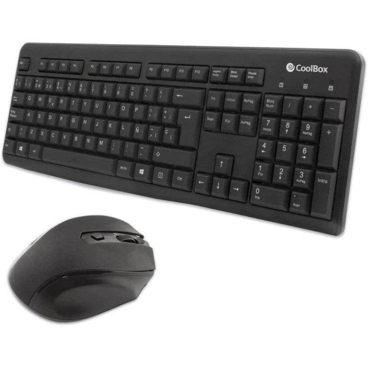 Coolbox Combo Teclado + Ratón Inalámbrico 1600DPI Negro