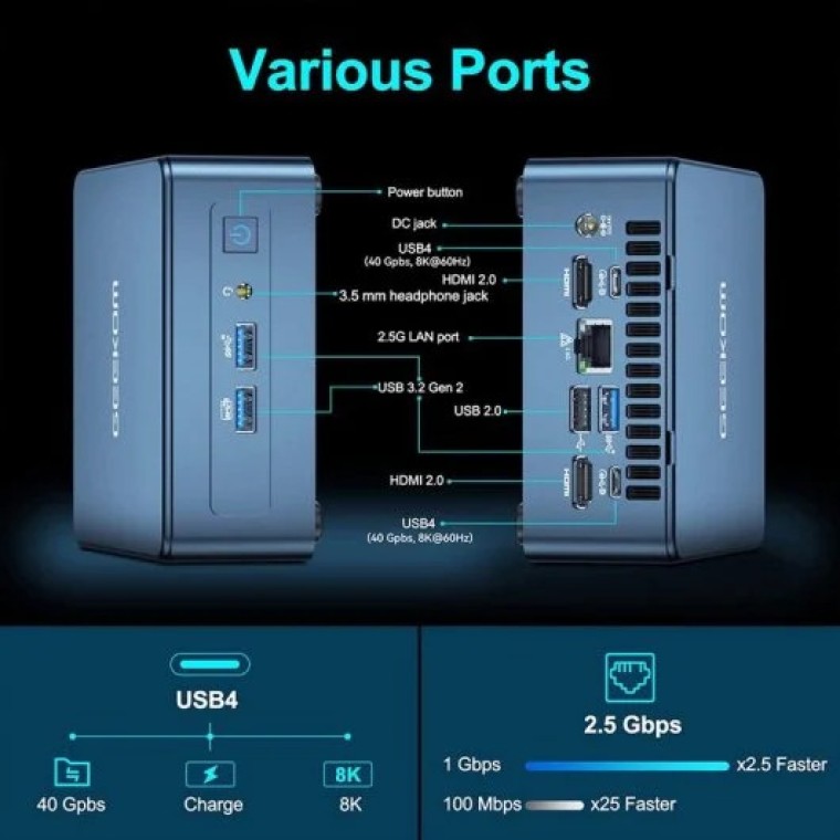 Mini PC GEEKOM IT12 Intel I7-12650H/32GB/1TB SSD