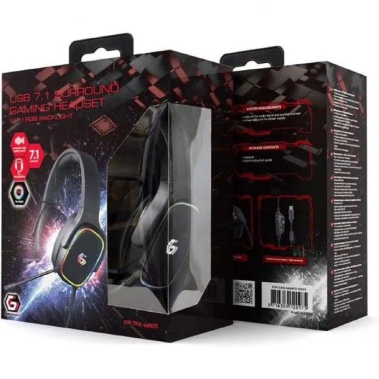 Gembird Auriculares Gaming USB 7.1 Surround con Retroiluminación RGB