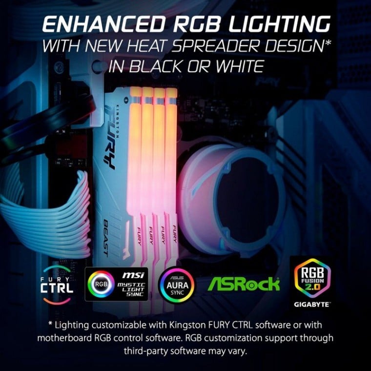 Kingston FURY Beast RGB White DDR5 5200MHz 32GB 2x16GB CL36