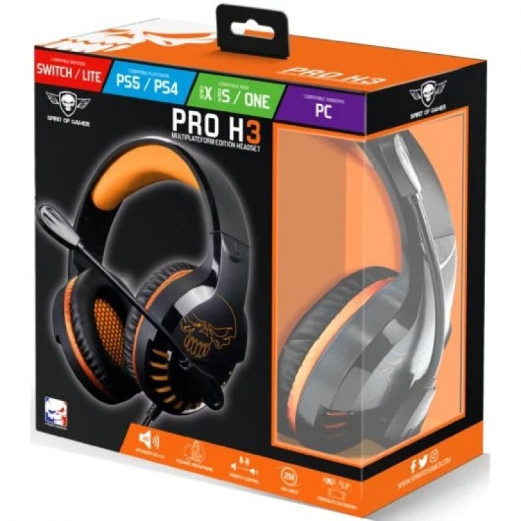 Spirit of Gamer Pro-H3 Auriculares Gaming Multiplataforma Naranja