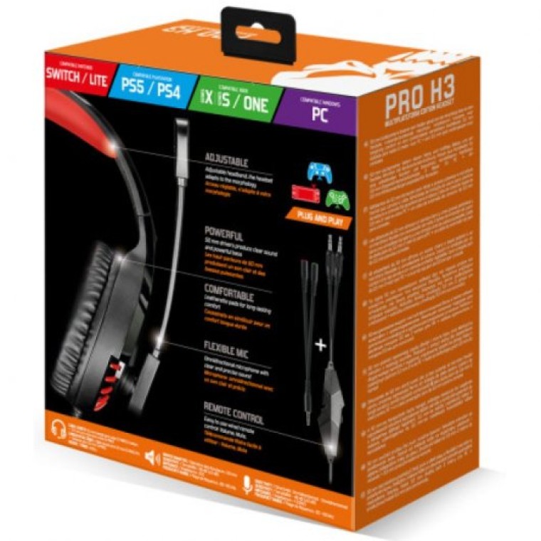 Spirit of Gamer Pro-H3 Auriculares Gaming Multiplataforma Rojo