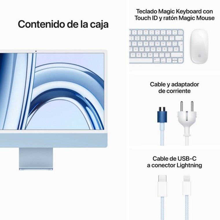 Apple iMac Apple M3/8GB/256GB SSD/10 Núcleos GPU/24" 4.5K Retina Azul