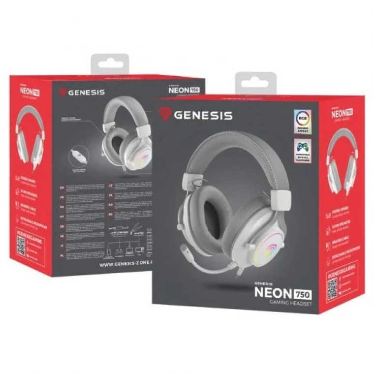 Genesis Neon 750 RGB Auriculares Gaming Blancos