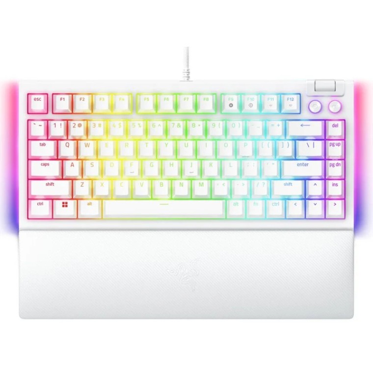 Razer BlackWidow V4 75% Teclado Mecánico Gaming RGB Layout USA Blanco