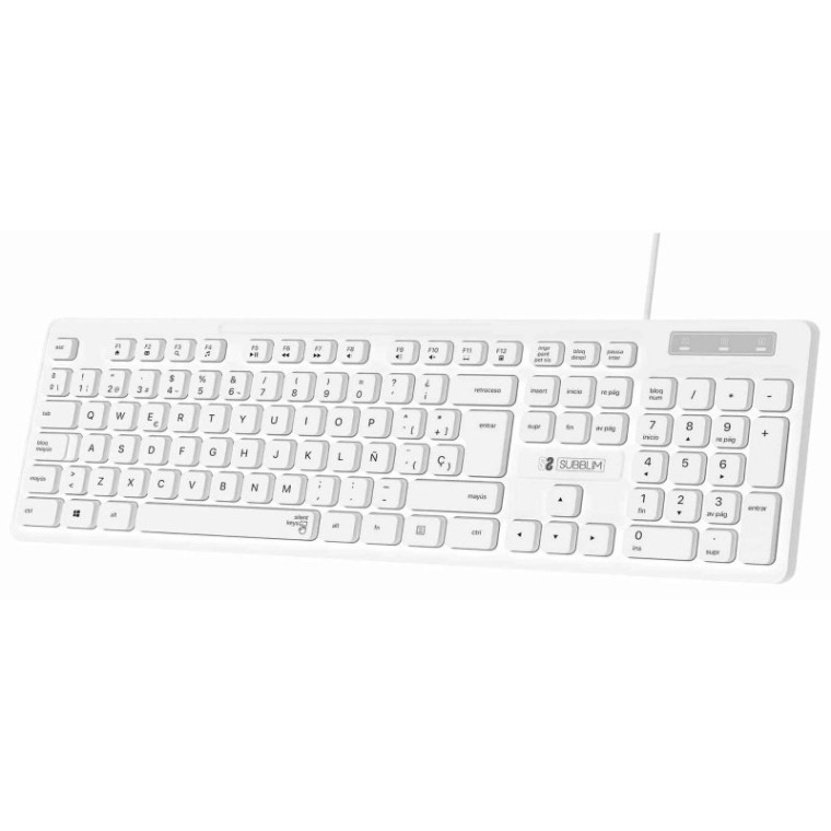 Subblim Business Slim Silencioso Teclado USB Blanco