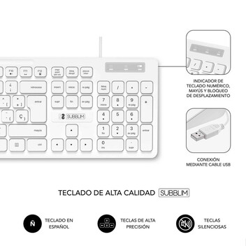 Subblim Business Slim Silencioso Teclado USB Blanco Subblim Business Slim Silencioso Teclado USB Blanco