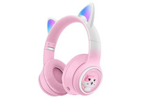 Kinsi AKZ-02 Auriculares Inalámbricos Orejas de Gato RGB Rosas