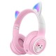 Kinsi AKZ-02 Auriculares Inalámbricos Orejas de Gato RGB Rosas