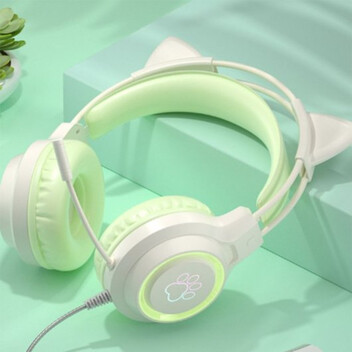 Kinsi SY-G35 Auriculares Gaming RGB con Orejas Verde Kinsi SY-G35 Auriculares Gaming RGB con Orejas Verde