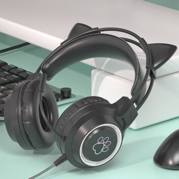 Kinsi SY-G35 Auriculares Gaming RGB con Orejas Negro Kinsi SY-G35 Auriculares Gaming RGB con Orejas Negro
