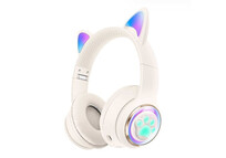 Kinsi AKZ-62 Auriculares Inalámbricos Orejas de Gato RGB Blancos