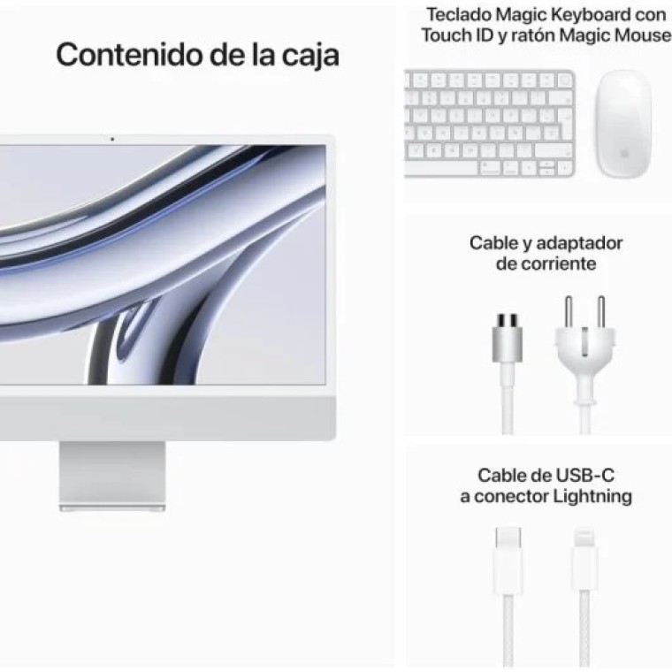 Apple iMac Apple M3/16GB/256GB SSD/8 Núcleos GPU/24" 4.5K Retina Plata