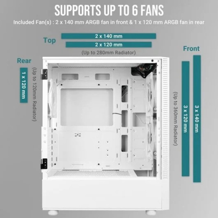 Antec NX410 Cristal Templado ARGB USB 3.0 Blanca