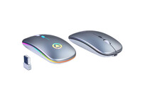 Kinsi A2 Ratón Silencioso Iluminado RGB Recargable Gris Metalizado
