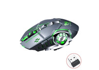 Mouse Gaming Inalámbrico RGB 2.4G Recargable 2400DPI Clic Silencioso Ergonómico
