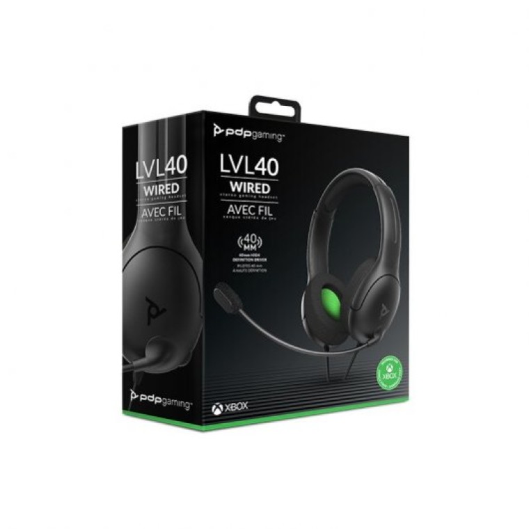 PDP LVL40 Auriculares Gaming Negros para Xbox