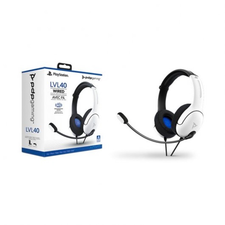 PDP LVL40 Auriculares Gaming Negro/Blanco para PS4/PS5