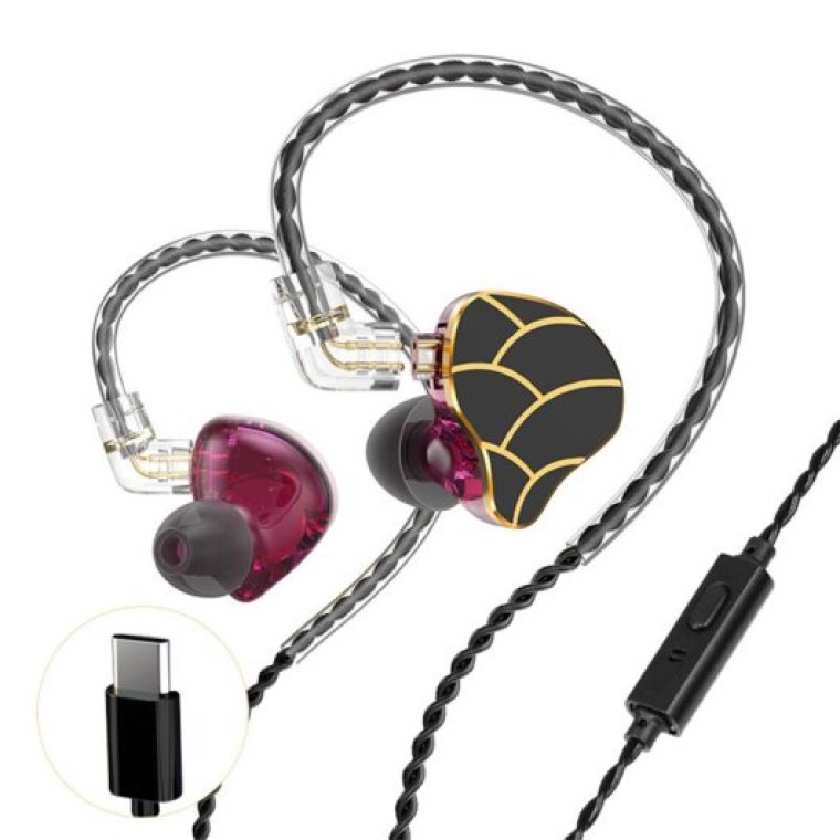 Kinsi H818 Auriculares de Botón InEar Negros/Burdeos