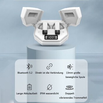 Kinsi F72 Auriculares Inalámbricos Bluetooth con Pantalla Digital Blanco Kinsi F72 Auriculares Inalámbricos Bluetooth con Pantalla Digital Blanco