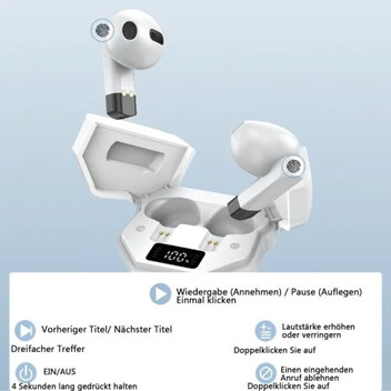 Kinsi F72 Auriculares Inalámbricos Bluetooth con Pantalla Digital Blanco Kinsi F72 Auriculares Inalámbricos Bluetooth con Pantalla Digital Blanco