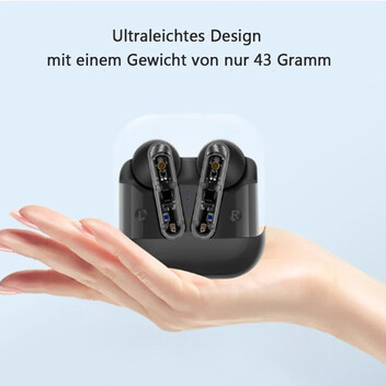 Kinsi AKZ-S26 Auriculares Inalámbricos con Funda Transparente Negros Kinsi AKZ-S26 Auriculares Inalámbricos con Funda Transparente Negros
