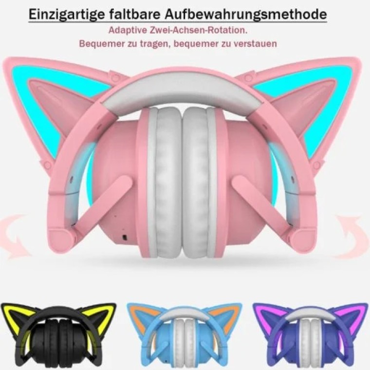 Kinsi 2S Auriculares Gaming RGB Cat Ear Negros