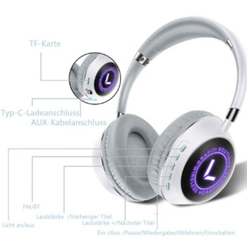 Kinsi K69 Auriculares Inalámbricos Bluetooth con Linterna Negros