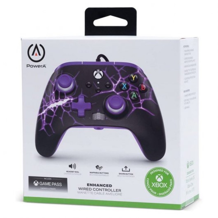 Power A Mando con Cable Extraíble Purple Magma para Xbox Series/One/PC