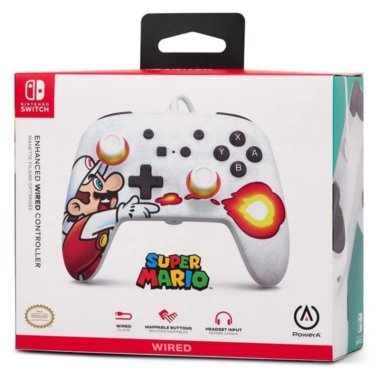 Power A Mando con Cable Extraíble Fireball Mario para Nintendo Switch